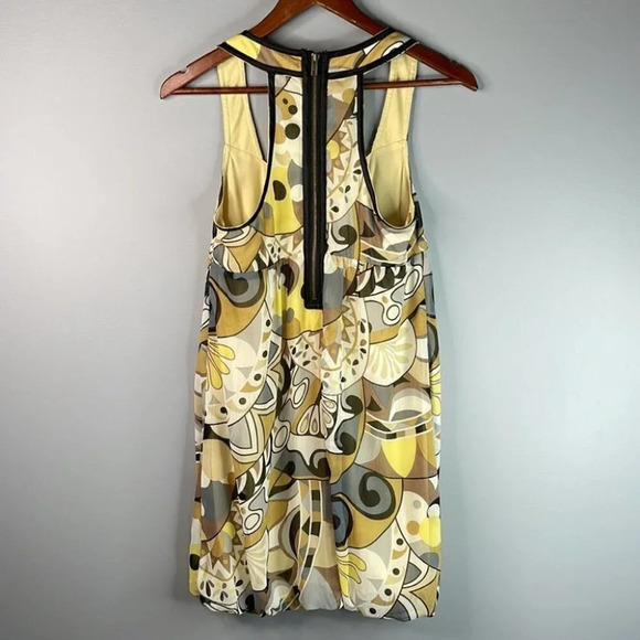 BCBGMAXAZRIA Retro 70s Print Bubble Hem Mini Dress Sleeveless Chiffon Size XS - Picture 5 of 10